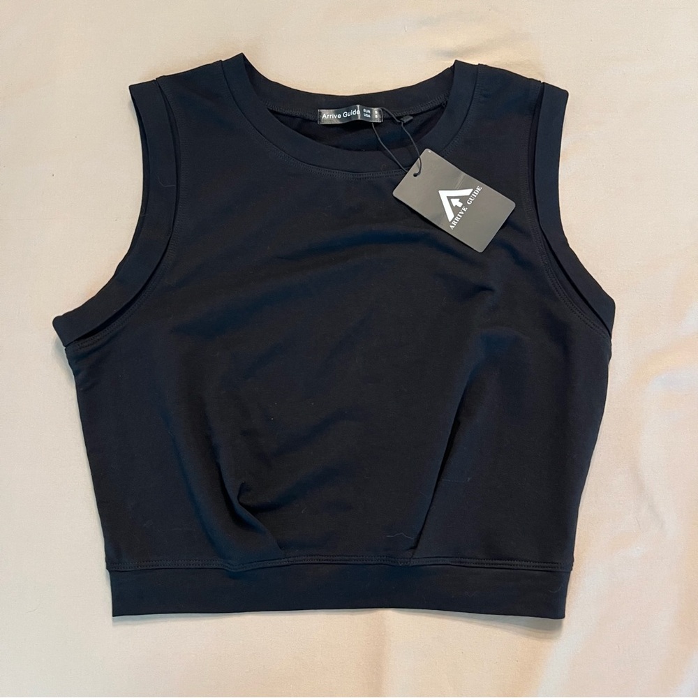 Stylish Black Sleeveless Crop Top
